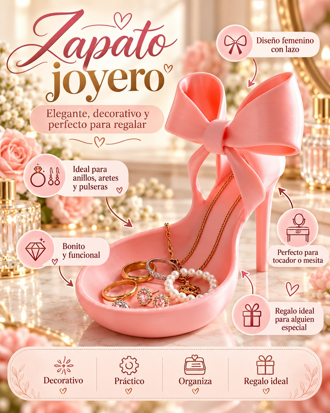 Joyero zapato con lazo